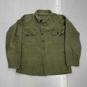 Vintage 50s US Army Military OG-107 Canvas Fatigue Shirt
